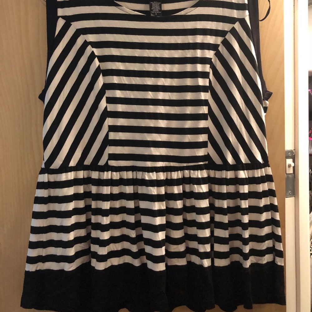 Black and White Peplum Tank